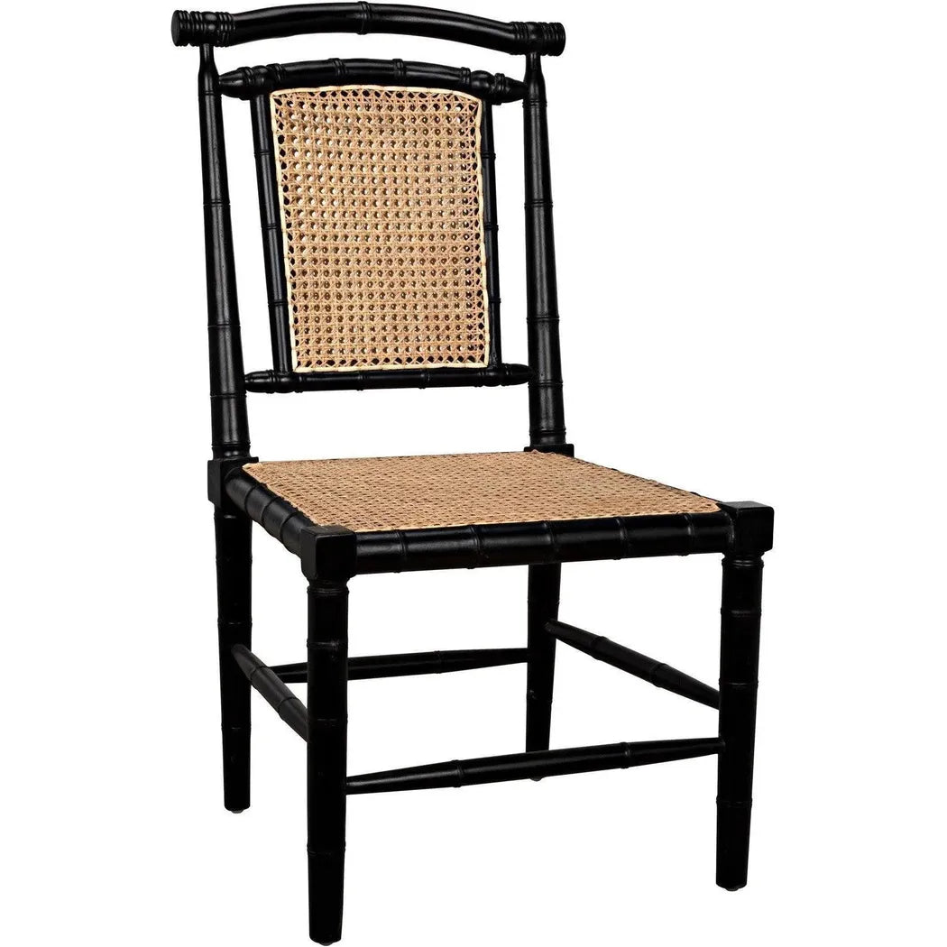 Colonial Bamboo Wood Black Side Chair