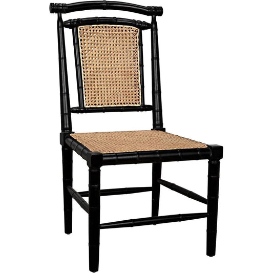 Noir Colonial Bamboo Wood Black Dining Chair