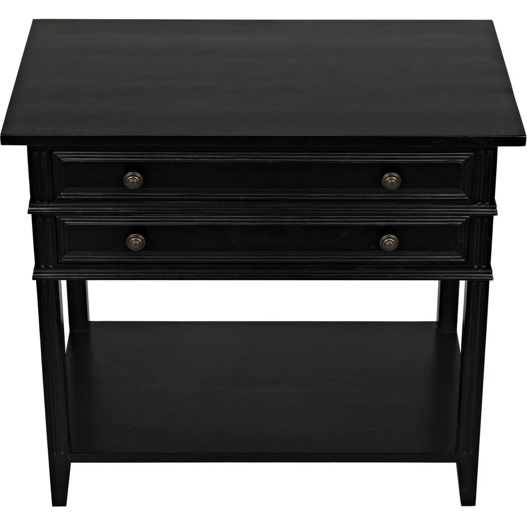 Noir Colonial Wood Black Rectangle Side Table 2 Drawers