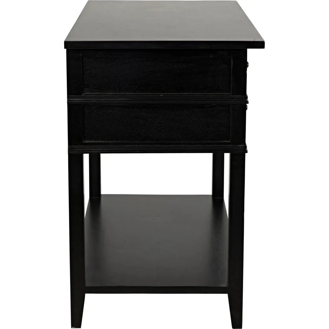 Noir Colonial Wood Black Rectangle Side Table 2 Drawers