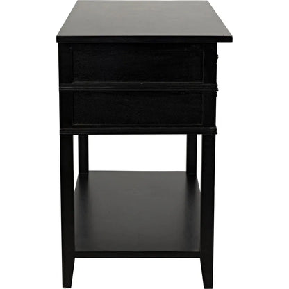 Noir Colonial Wood Black Rectangle Side Table 2 Drawers