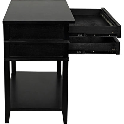 Noir Colonial Wood Black Rectangle Side Table 2 Drawers