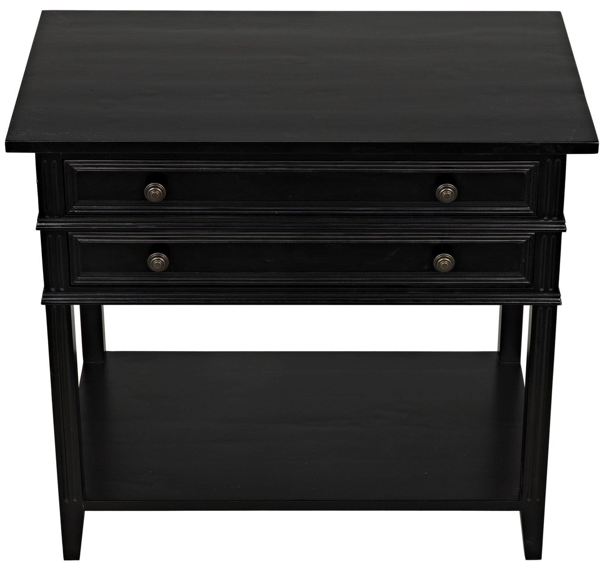 Colonial Wood Distressed Black Rectangle Side Table With 2 Drawers-Side Tables-Noir-Sideboards and Things