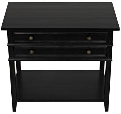 Colonial Wood Distressed Black Rectangle Side Table With 2 Drawers-Side Tables-Noir-Sideboards and Things