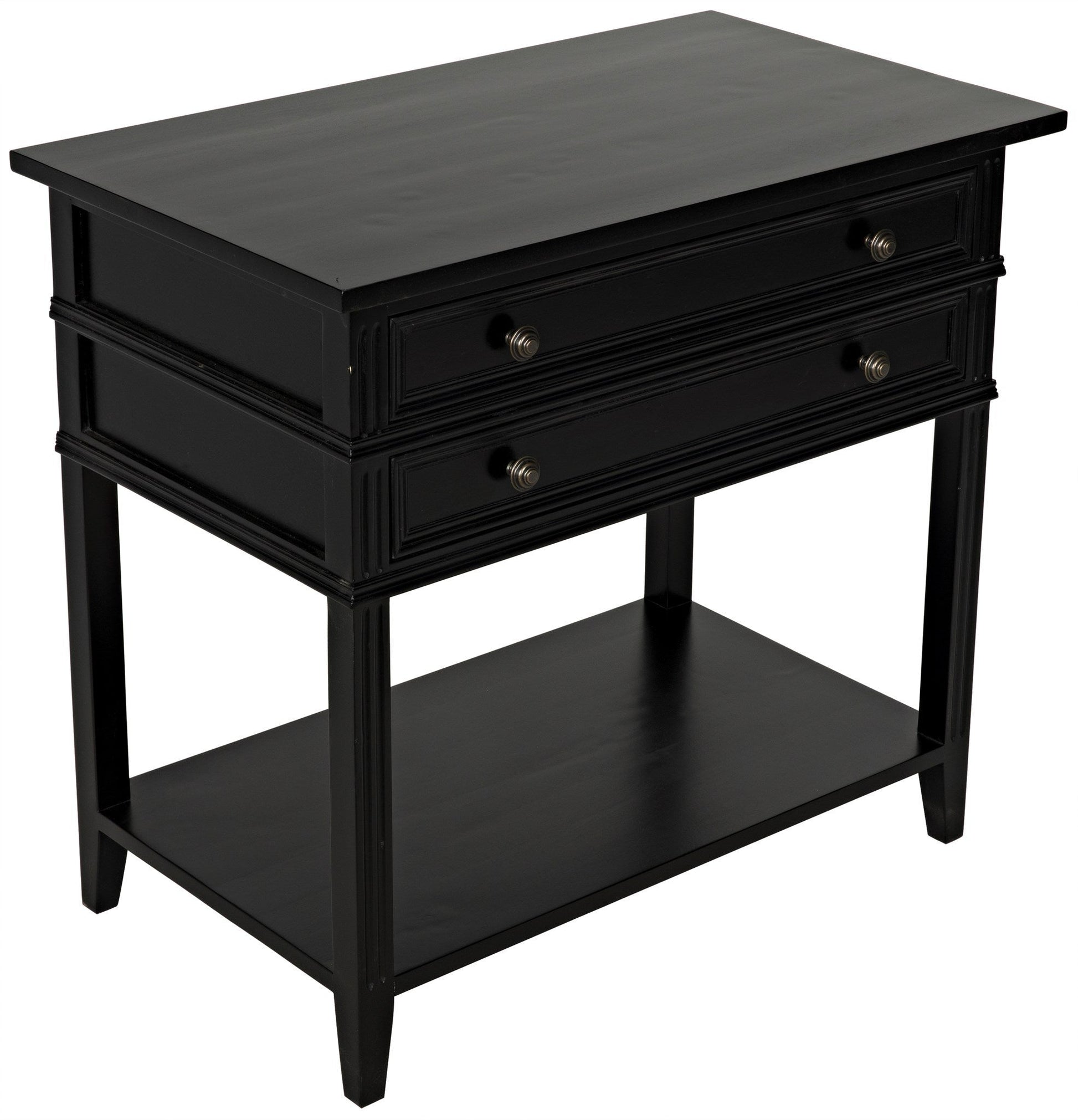 Colonial Wood Distressed Black Rectangle Side Table With 2 Drawers-Side Tables-Noir-Sideboards and Things