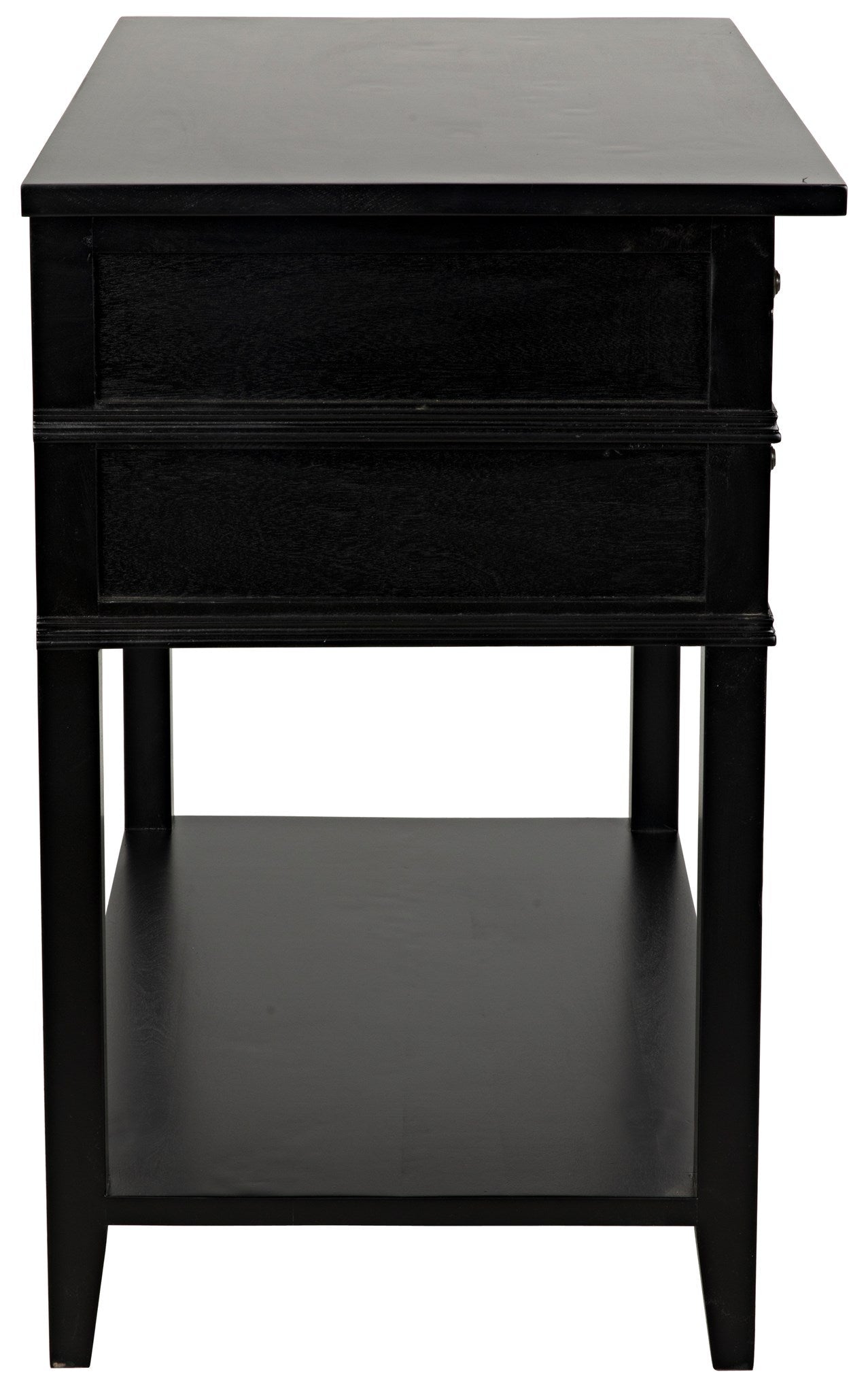 Colonial Wood Distressed Black Rectangle Side Table With 2 Drawers-Side Tables-Noir-Sideboards and Things