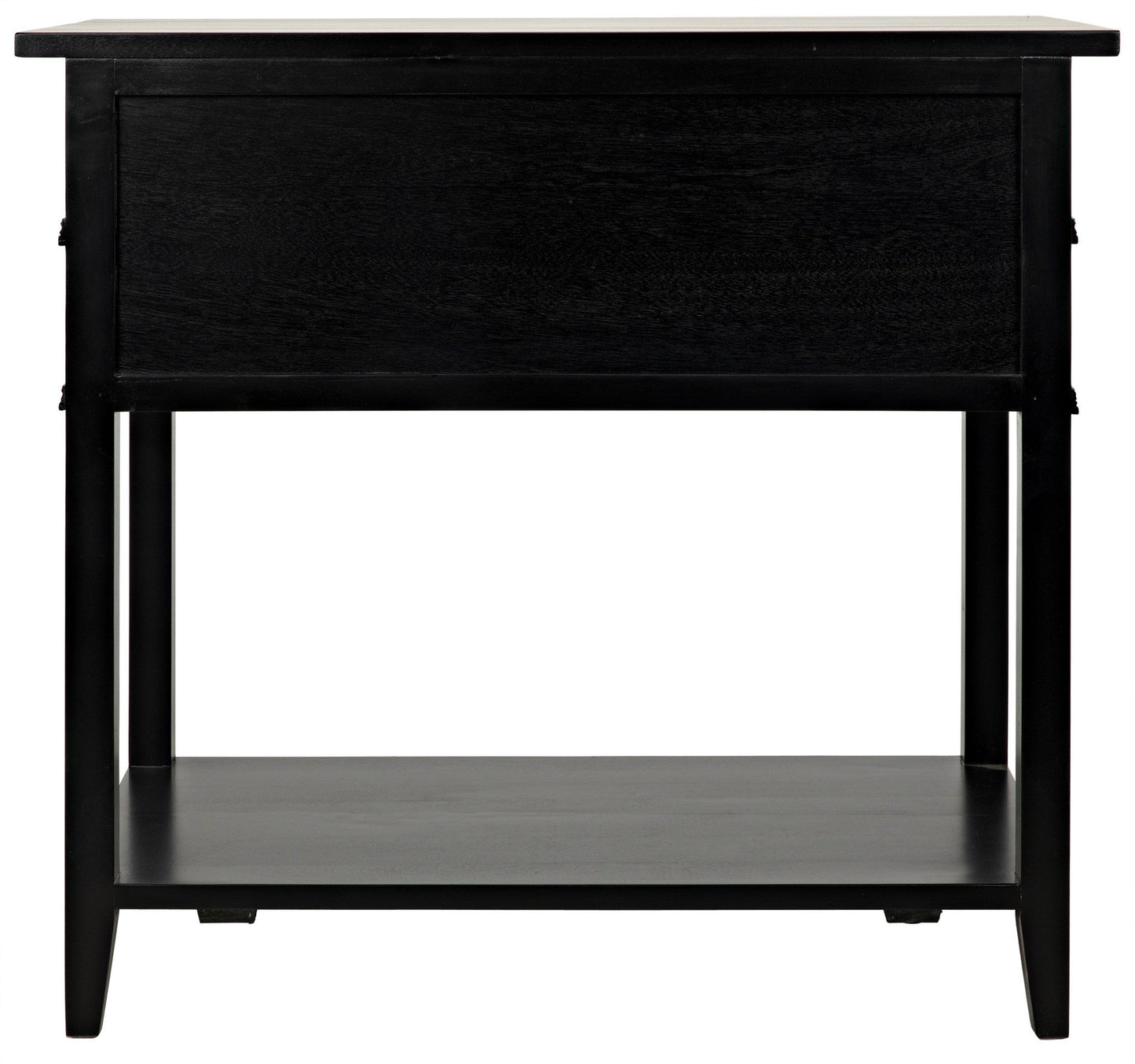 Colonial Wood Distressed Black Rectangle Side Table With 2 Drawers-Side Tables-Noir-Sideboards and Things