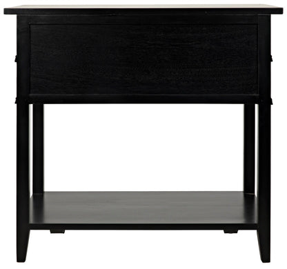 Colonial Wood Distressed Black Rectangle Side Table With 2 Drawers-Side Tables-Noir-Sideboards and Things