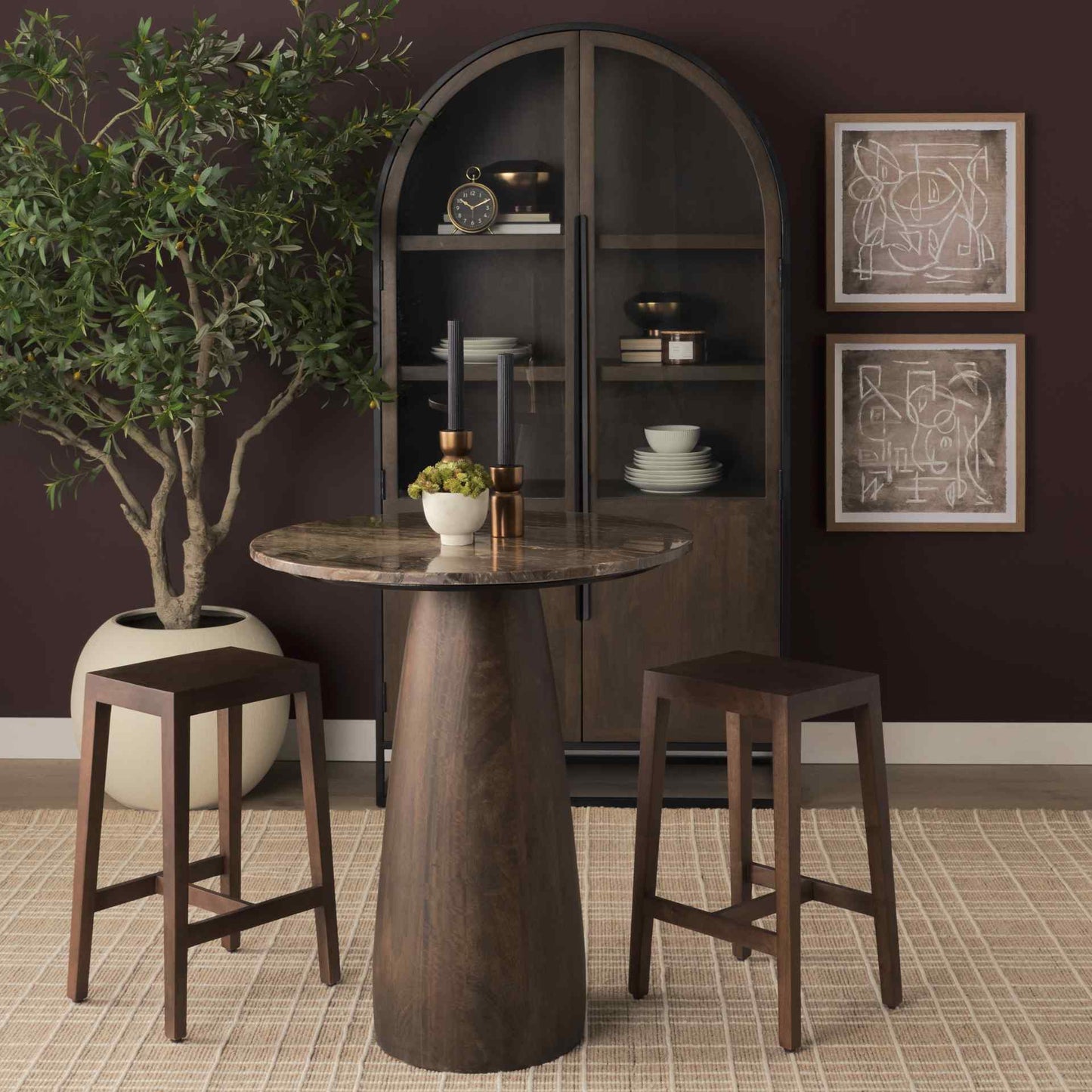 Mercana Colony Solid Wooden Counter Stool 2PC