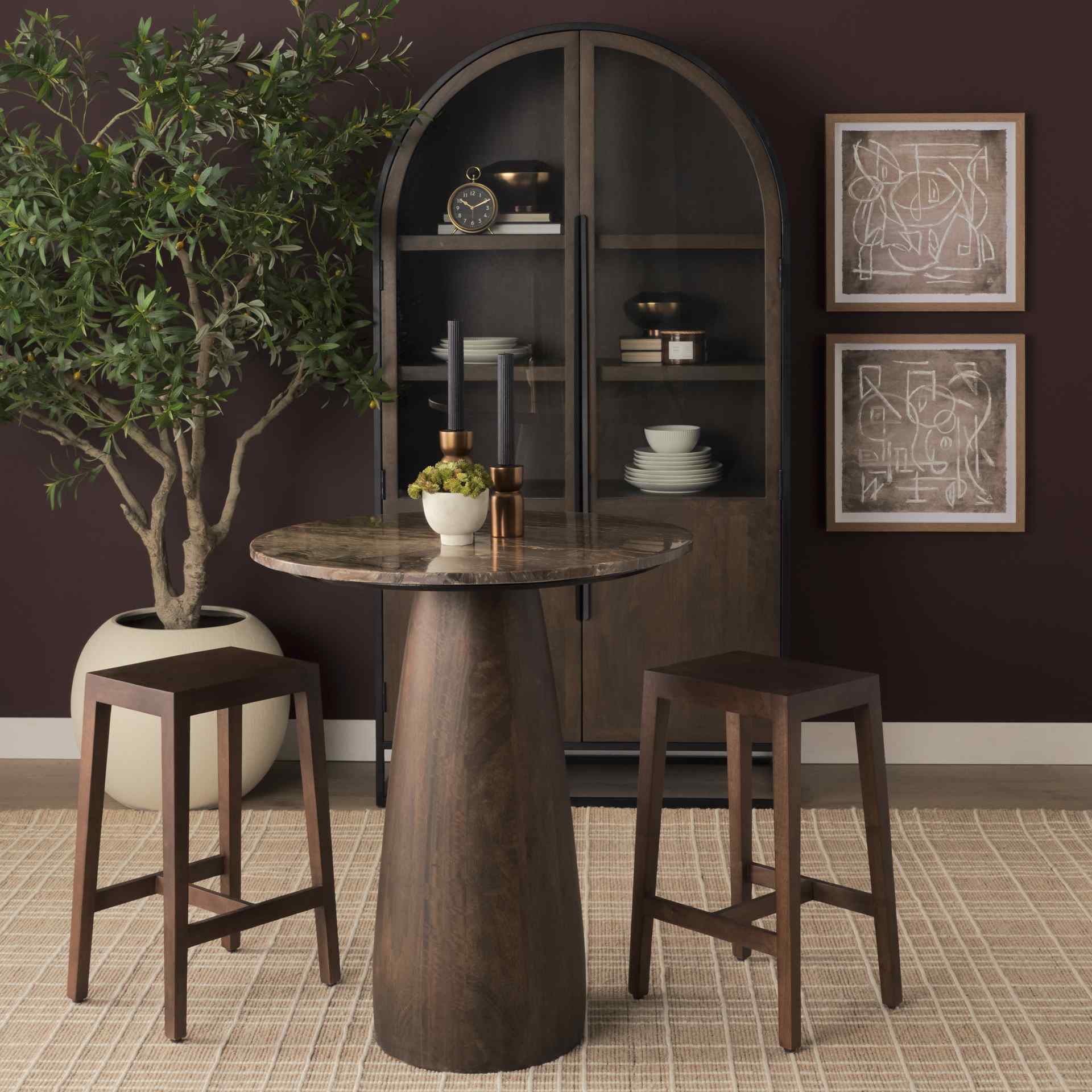 Mercana Colony Solid Wooden Counter Stool 2PC