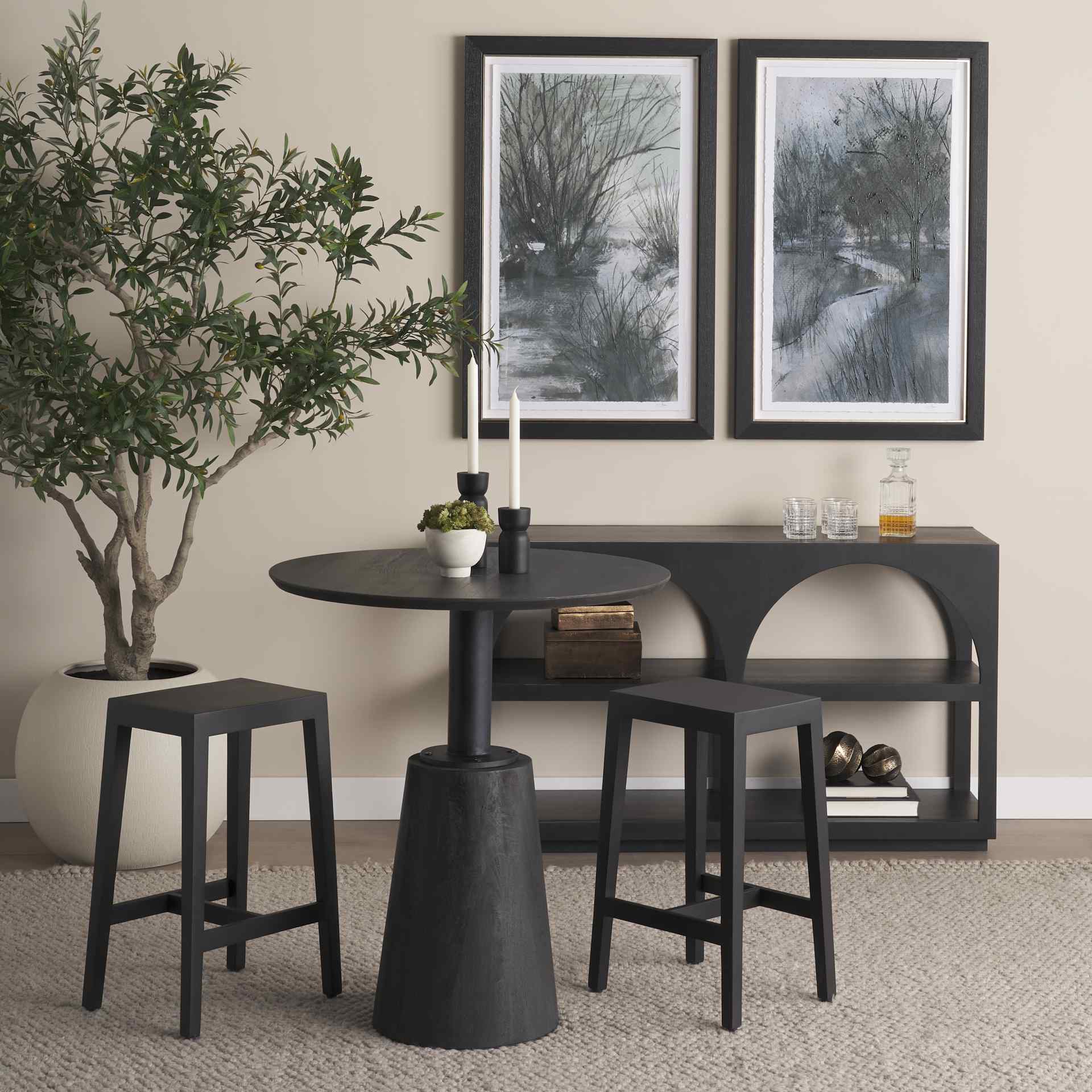Mercana Colony Solid Wooden Counter Stool 2PC