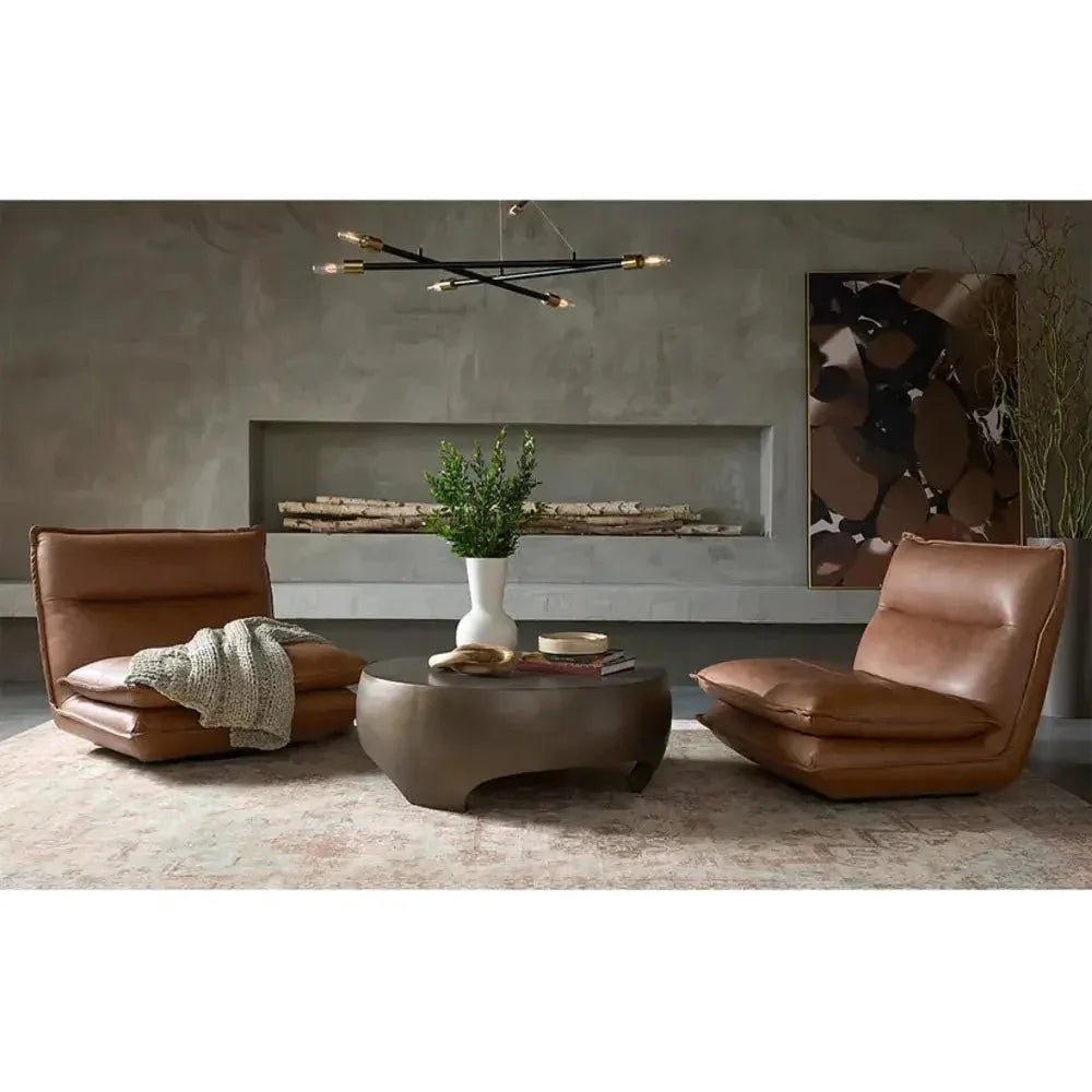 SUNPAN Colson Leather Swivel Armless Chair