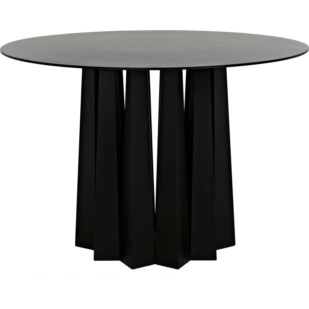Noir Column Dining Table, Black Steel