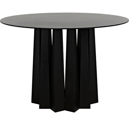 Noir Column Dining Table, Black Steel
