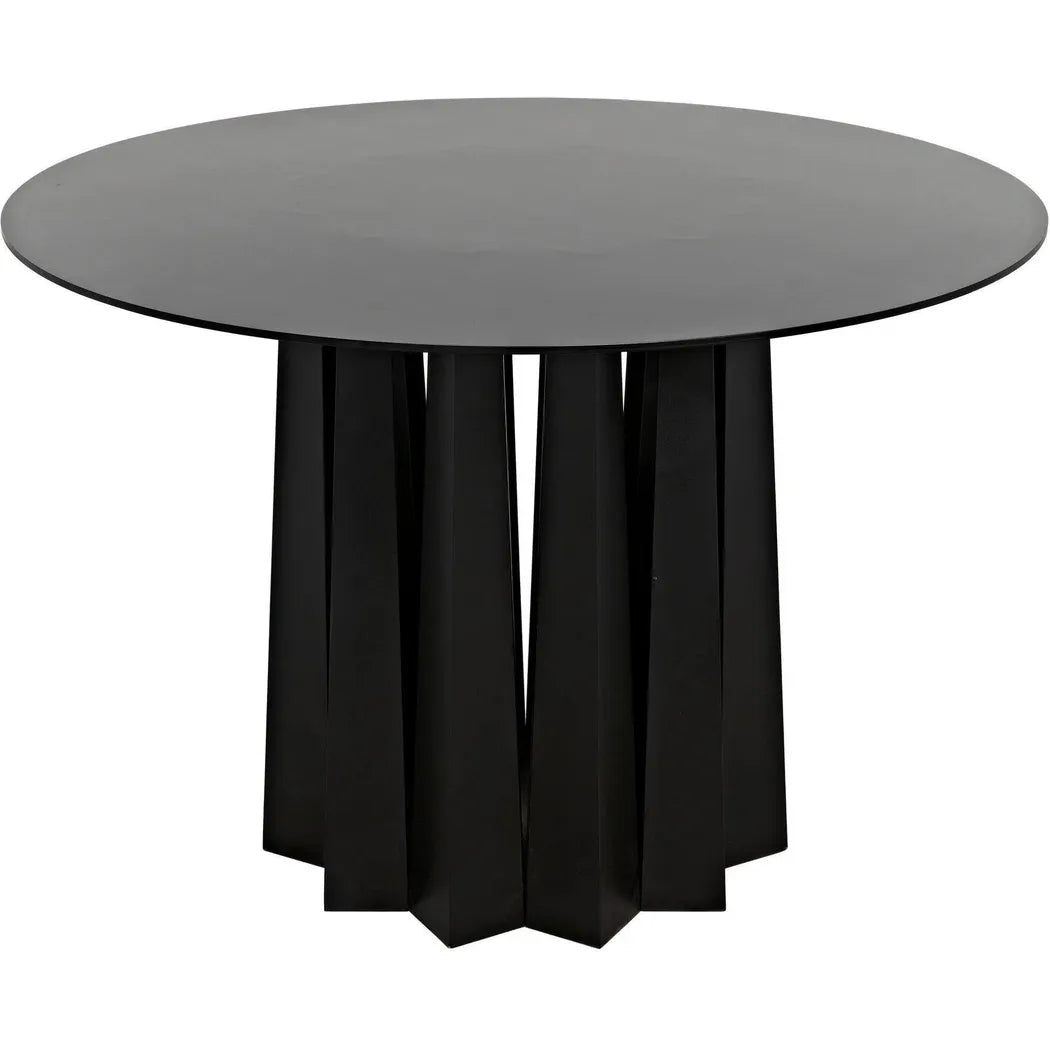 Noir Column Dining Table, Black Steel