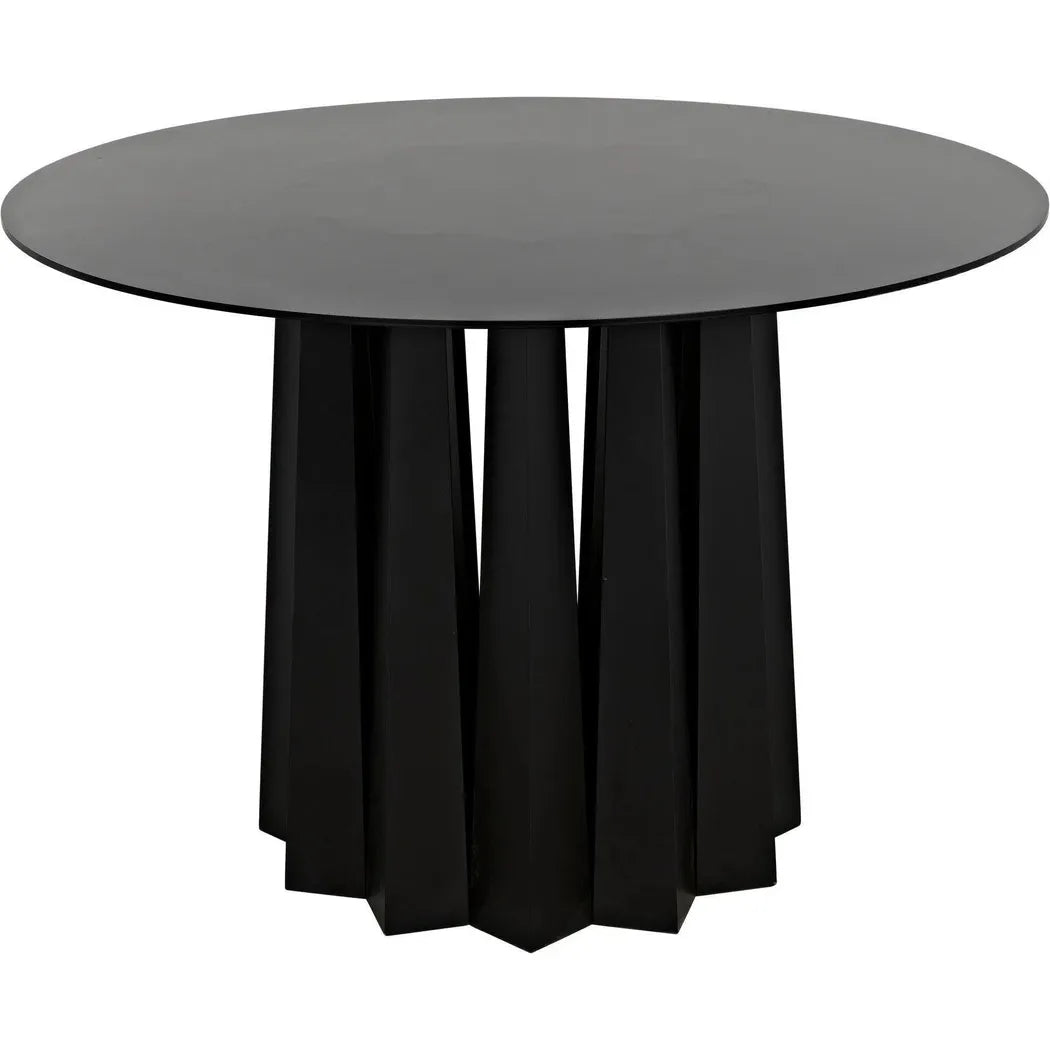 Noir Column Dining Table, Black Steel
