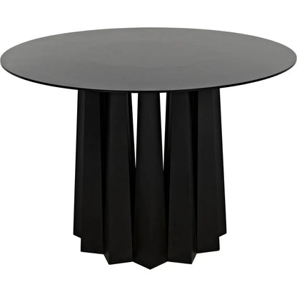 Noir Column Dining Table, Black Steel