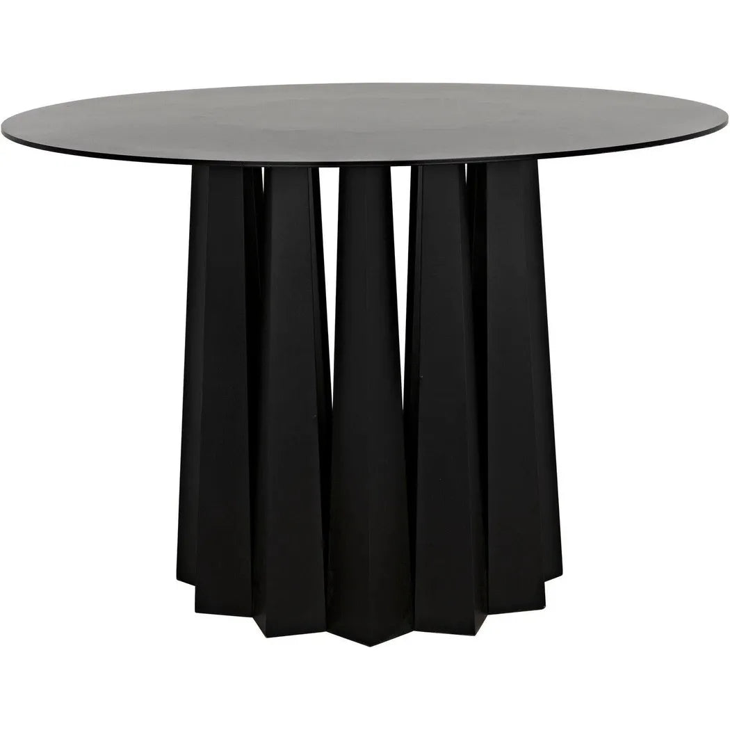 Noir Column Dining Table, Black Steel