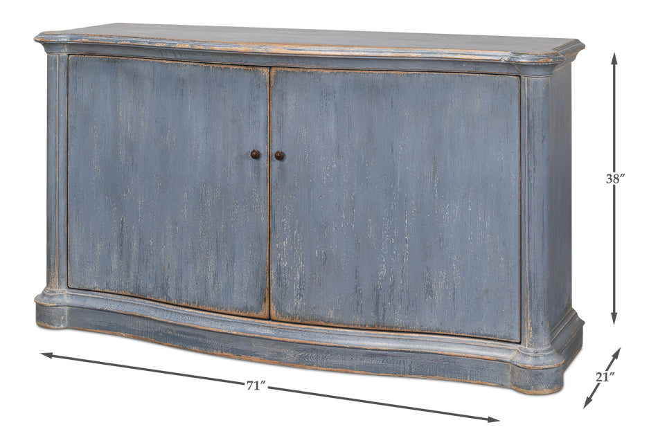 Columns Bowfront Sideboard Blue-Sideboards-Sarreid-LOOMLAN