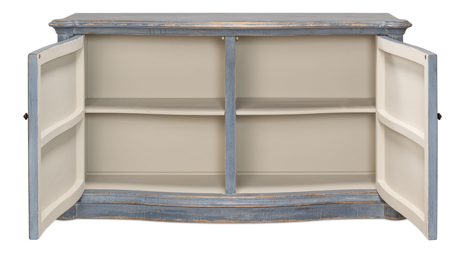 Columns Bowfront Sideboard Blue-Sideboards-Sarreid-LOOMLAN