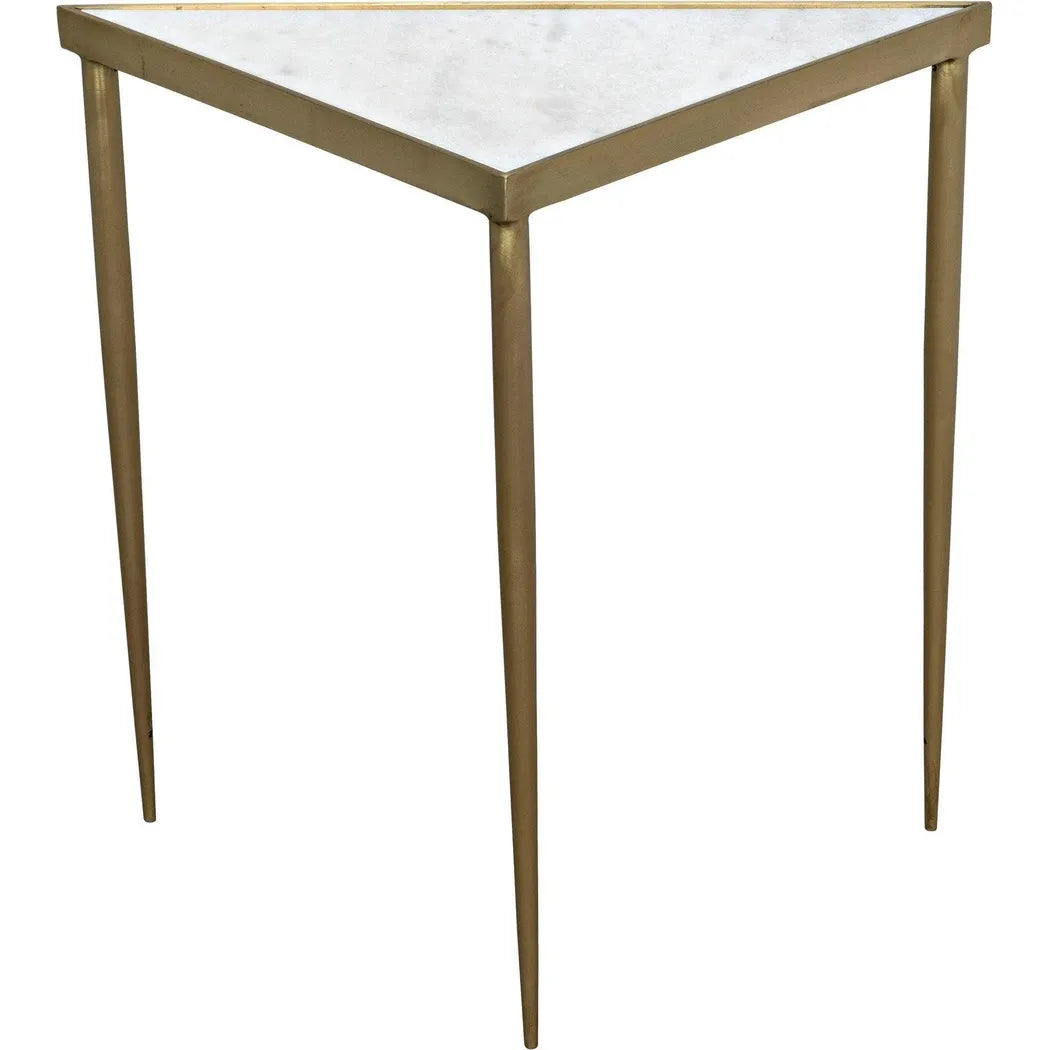 Comet Steel & Marble Top Triangle Side Table
