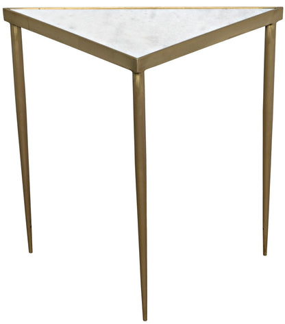 Comet Steel and Marble Top Triangle Side Table-Side Tables-Noir-Sideboards and Things