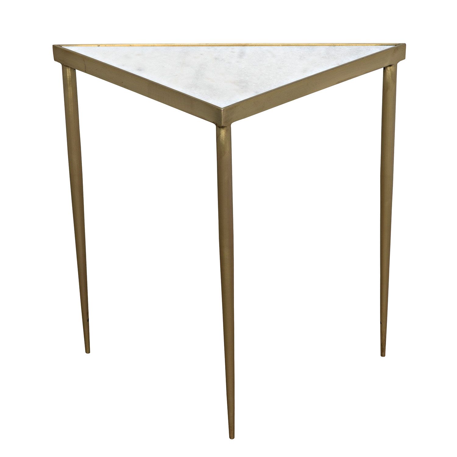 Comet Steel and Marble Top Triangle Side Table-Side Tables-Noir-Sideboards and Things