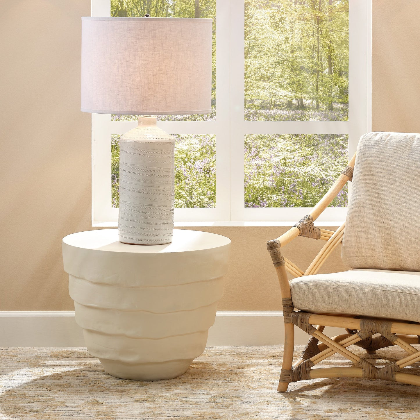 Concentric Side Table - Cream White-Side Tables-Jamie Young-Sideboards and Things