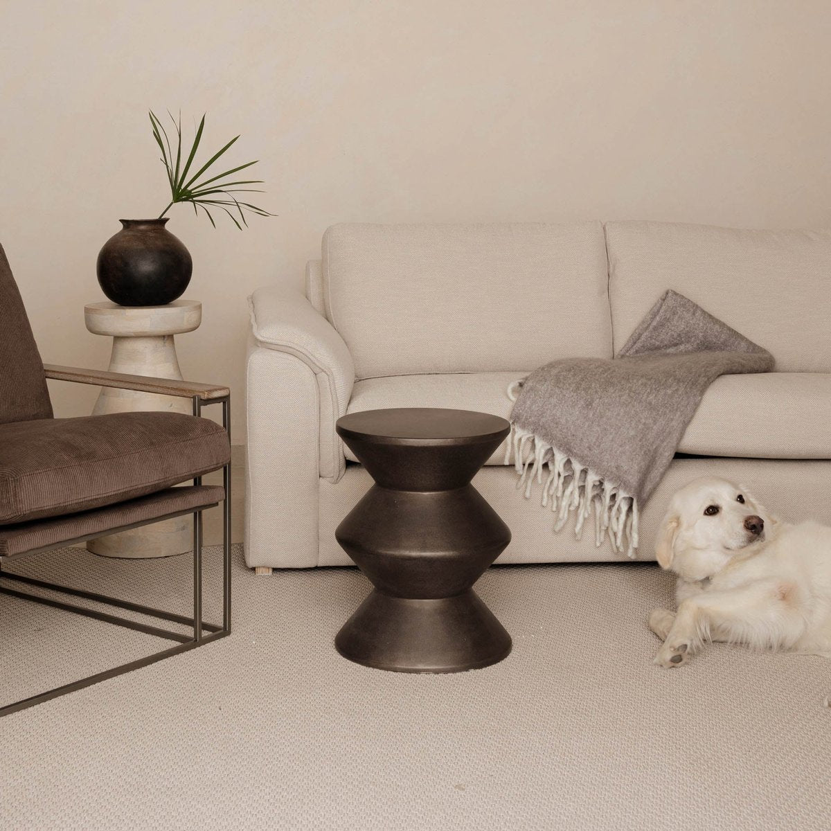LH Home Concrete Inverted Concrete Outdoor Side Table