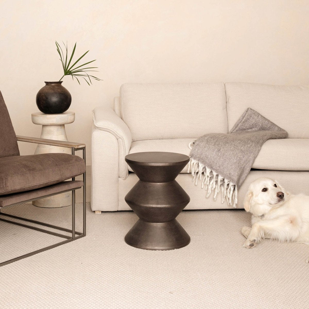 LH Home Concrete Inverted Concrete Outdoor Side Table