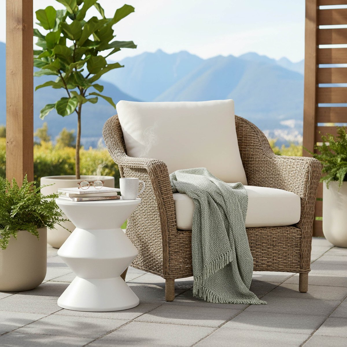 LH Home Concrete Inverted Concrete Outdoor Side Table