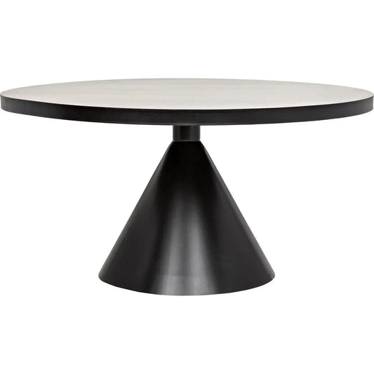 Noir Cone Black Steel Round Dining Table