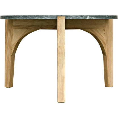 Confucius Wood & Marble Grey Round Coffee Table