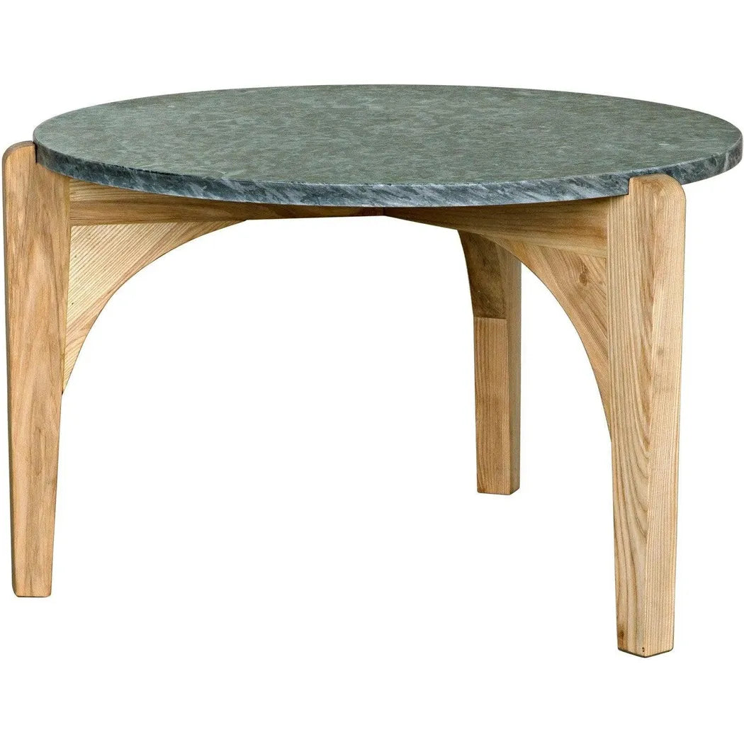 Confucius Wood & Marble Grey Round Coffee Table