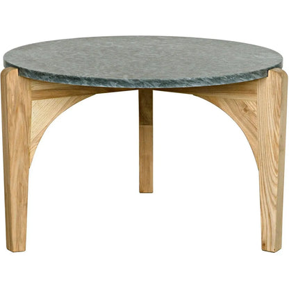 Confucius Wood & Marble Grey Round Coffee Table