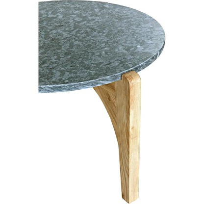 Confucius Wood & Marble Grey Round Coffee Table