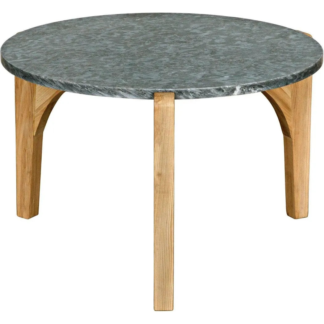 Confucius Wood & Marble Grey Round Coffee Table