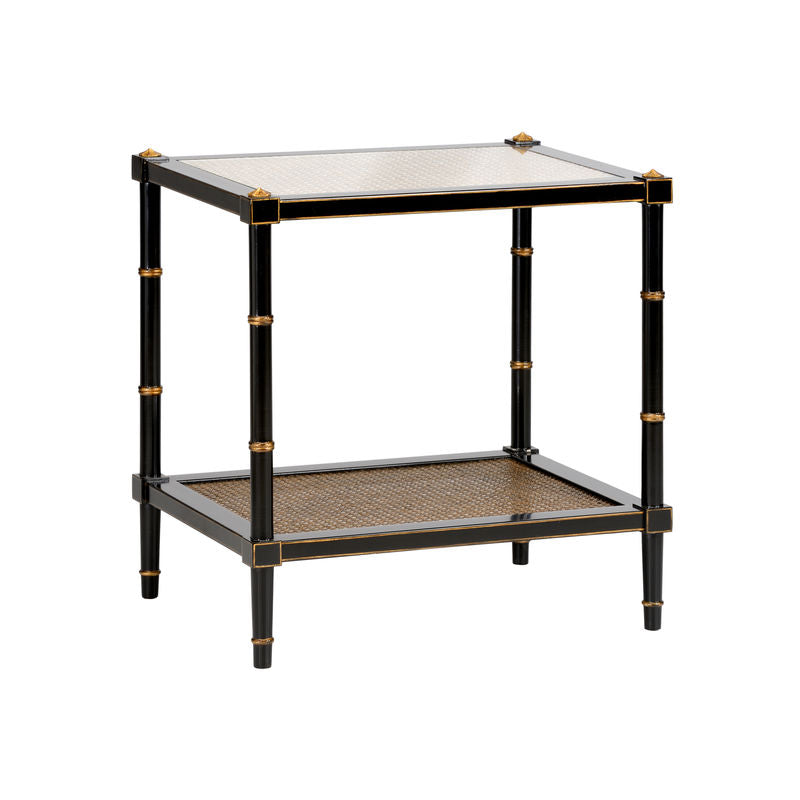 Conner Natural Caned Shelf Rectangular End Table