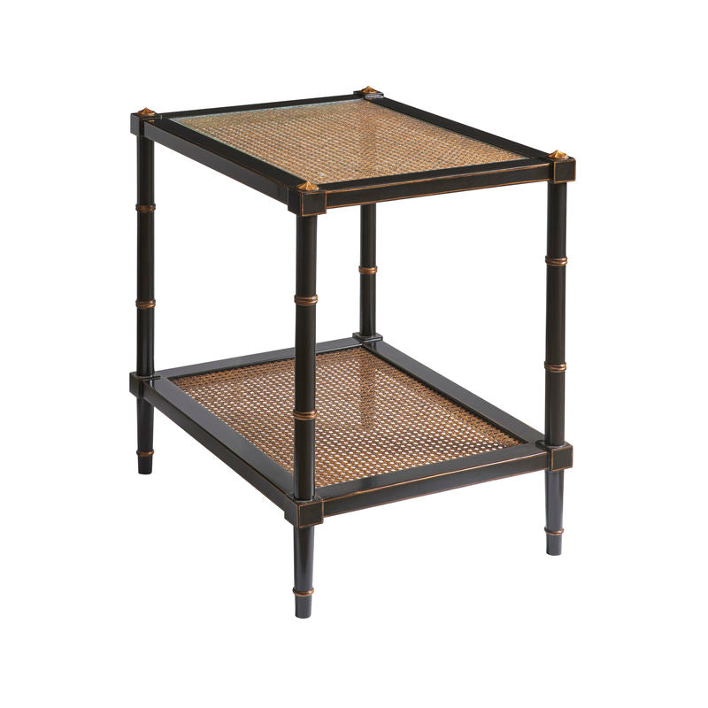 Conner Natural Caned Shelf Rectangular End Table