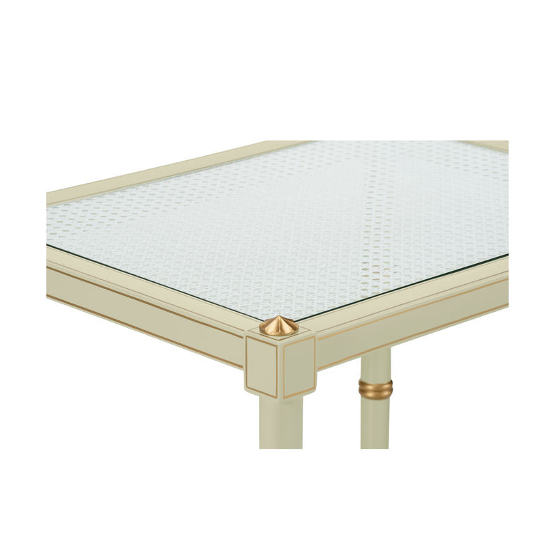 Conner Natural Caned Shelf Rectangular End Table