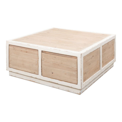 Connor Cocktail Coffee Table With Drawers Two Tone Wood-Coffee Tables-Sarreid-LOOMLAN