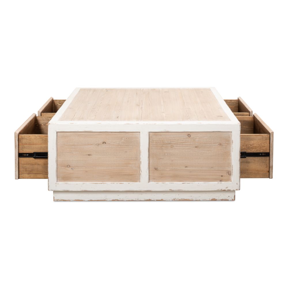 Connor Cocktail Coffee Table With Drawers Two Tone Wood-Coffee Tables-Sarreid-LOOMLAN