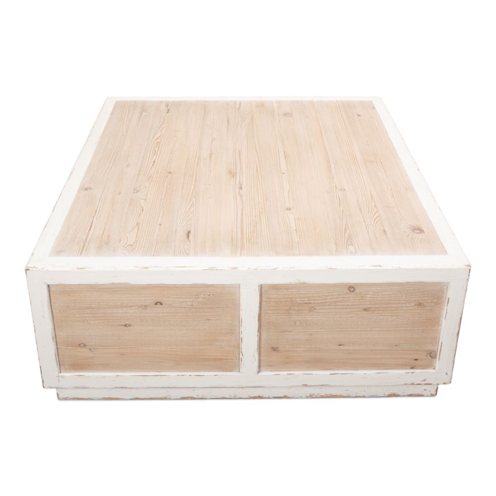 Connor Cocktail Coffee Table With Drawers Two Tone Wood-Coffee Tables-Sarreid-LOOMLAN