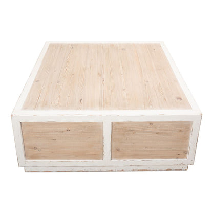 Connor Cocktail Coffee Table With Drawers Two Tone Wood-Coffee Tables-Sarreid-LOOMLAN