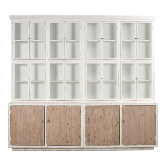 Connor Two-Tone Wood Bookcase With Cabinets-Buffets & Curios-Sarreid-LOOMLAN