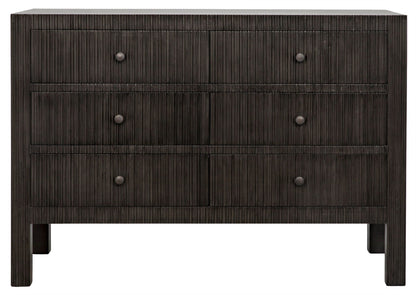 Conrad Wood Black Dresser With 6 Drawers-Dressers-Noir-Sideboards and Things