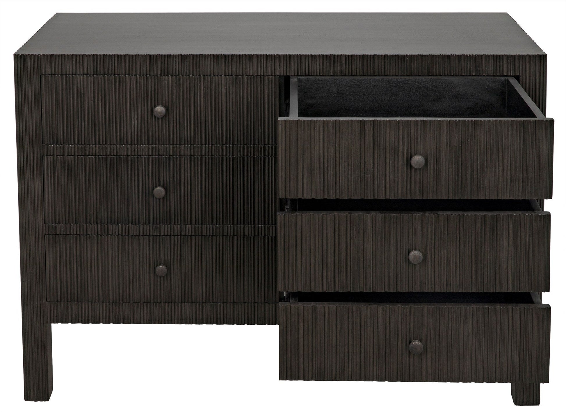 Conrad Wood Black Dresser With 6 Drawers-Dressers-Noir-Sideboards and Things