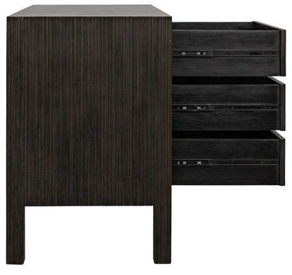 Conrad Wood Black Dresser With 6 Drawers-Dressers-Noir-Sideboards and Things