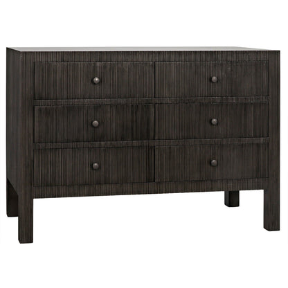 Conrad Wood Black Dresser With 6 Drawers-Dressers-Noir-Sideboards and Things