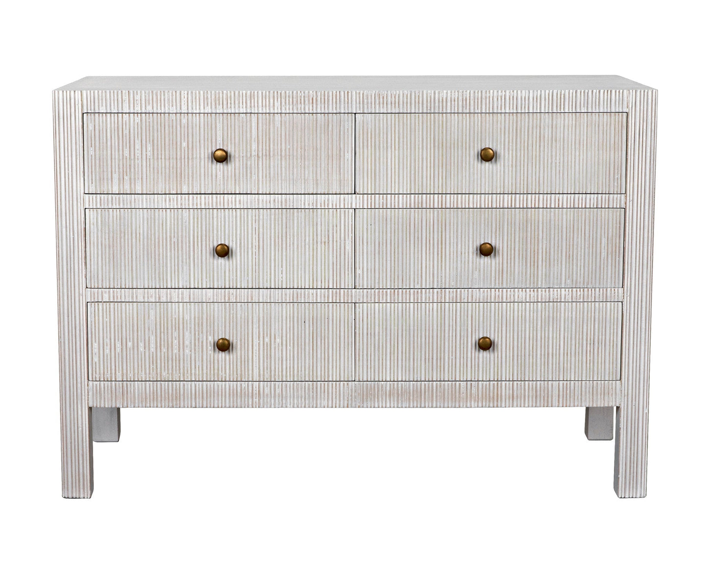 Conrad Wood White Dresser With 6 Drawers-Dressers-Noir-Sideboards and Things